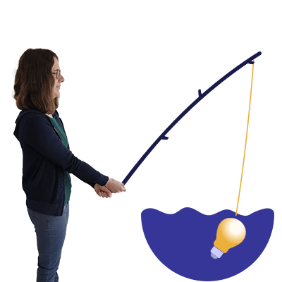 Mathilde Leriche Webdesigner qui pêche une ampoule afin d'avoir des idées créatives pour la création de site web